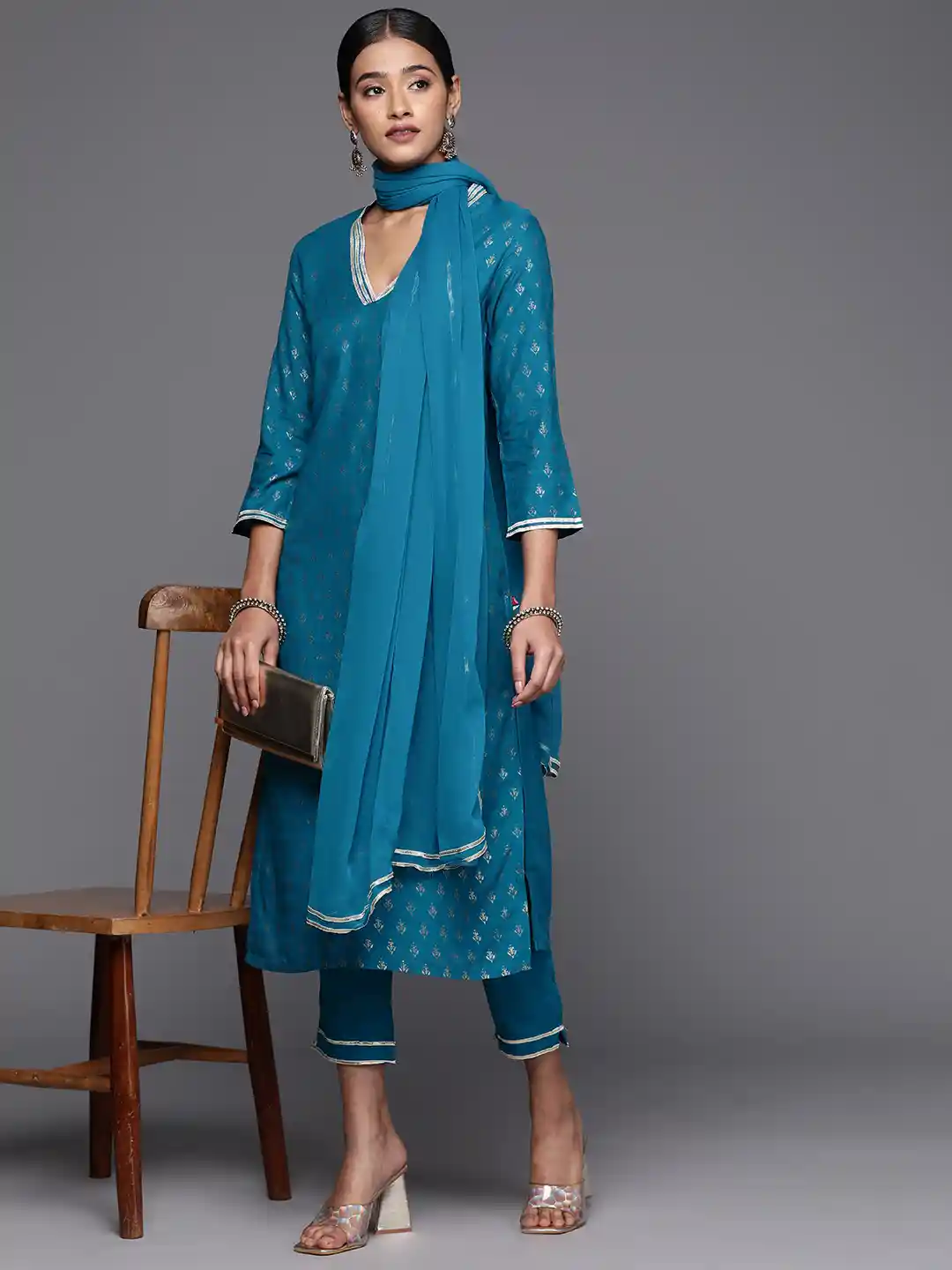 Buy Biba Women Ethnic Motifs Print Gotta Patti Kurta with Trousers