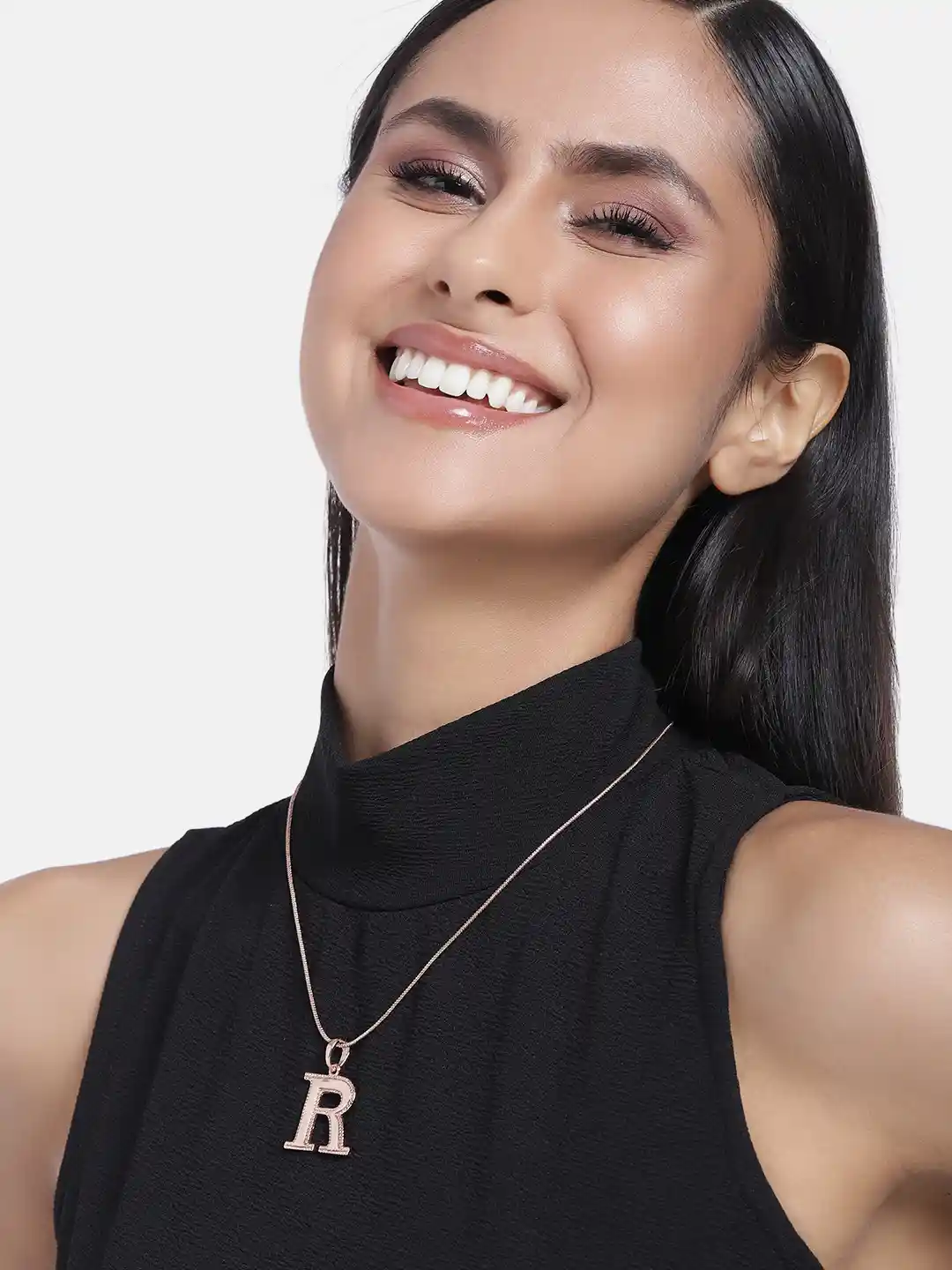 Buy Estele Rose Gold-Plated R Letter Pendant With Chain Pendant