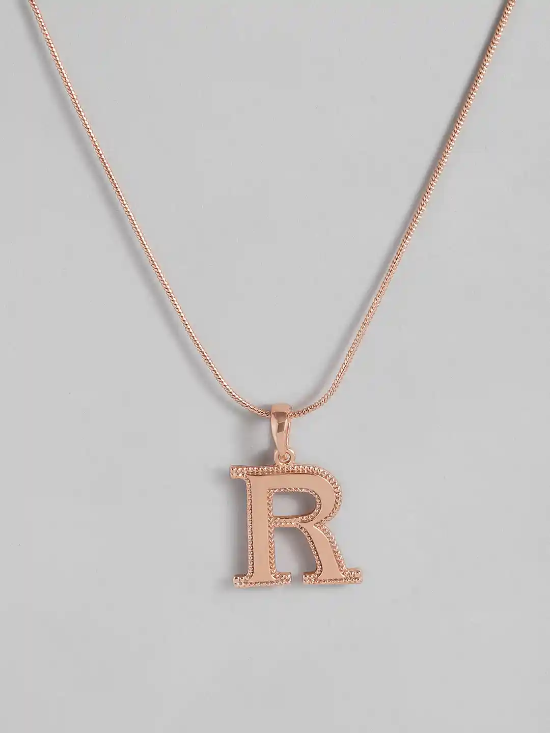 Buy Estele Rose Gold-Plated R Letter Pendant With Chain Pendant