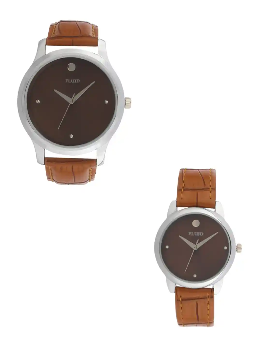 Buy FLUID Leather Straps Analogue Couple Watch FL-737Pair-TN01