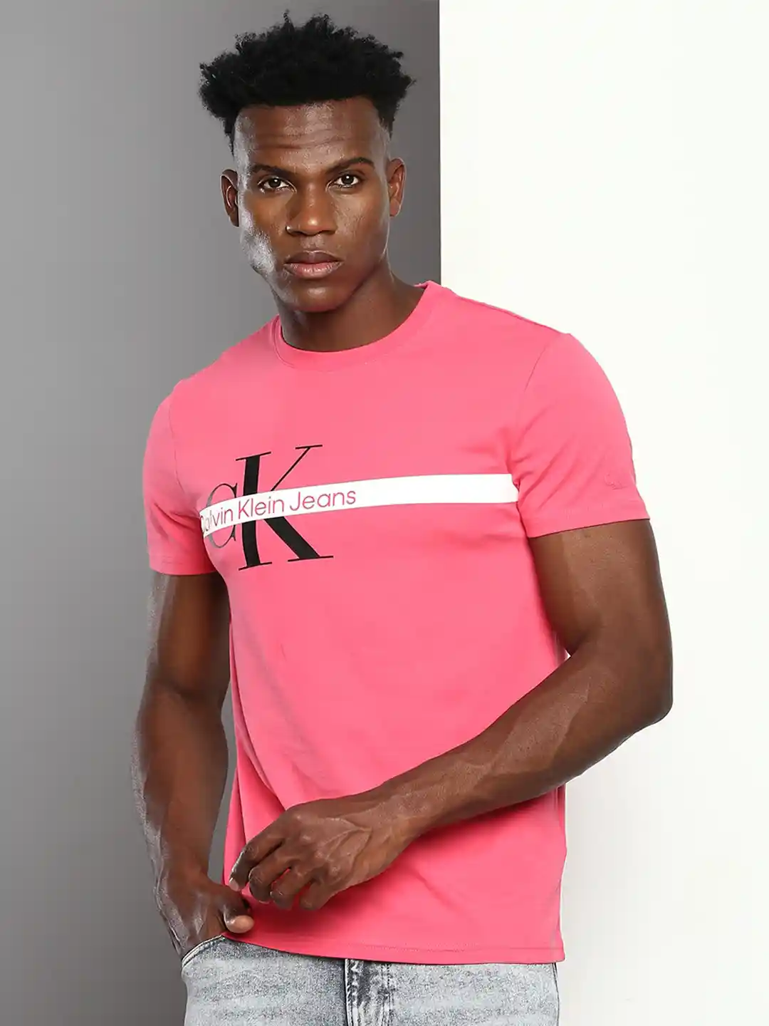 calvin klein jeans pink t shirt