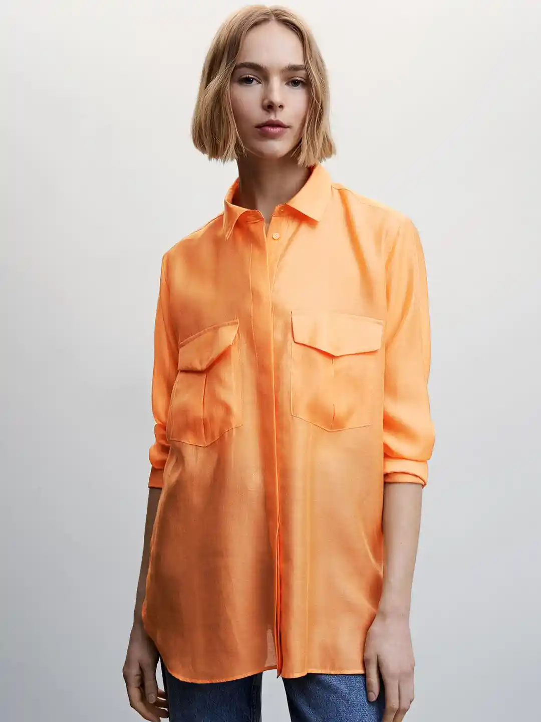 Buy MANGO Women Orange Opaque Casual Shirt Shirts for Women