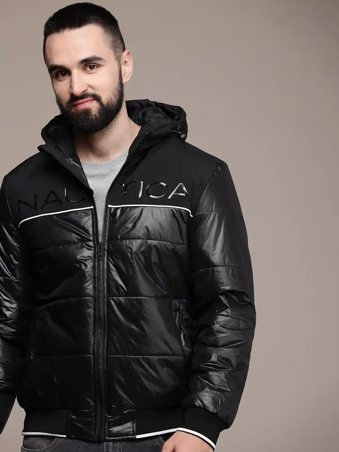 Buy Nautica Brand Logo Printed Hooded Puffer Jacket Jackets for