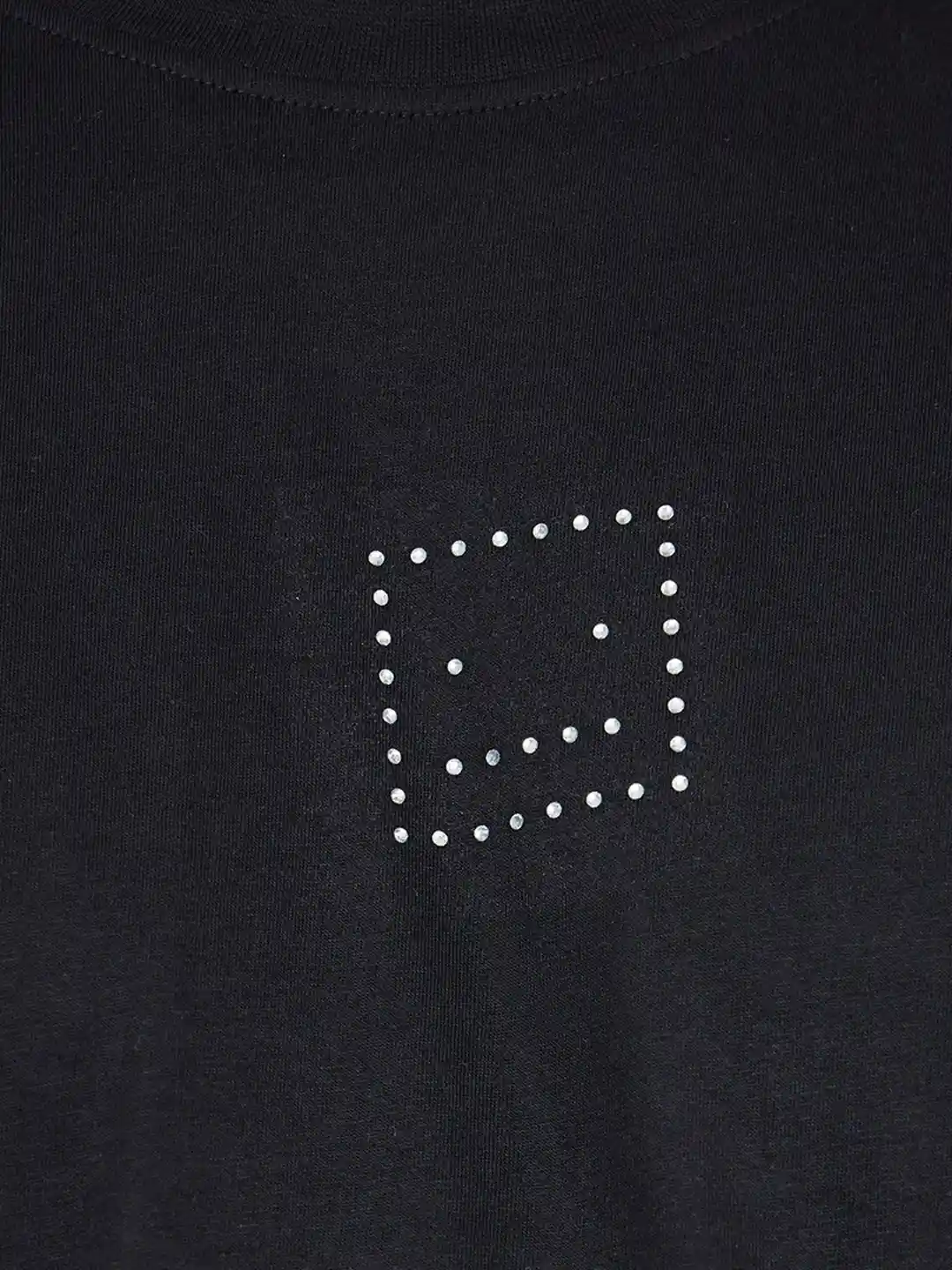 Buy Styli Rhinestone Stud Oversized T-Shirt with Rib Neck Detail