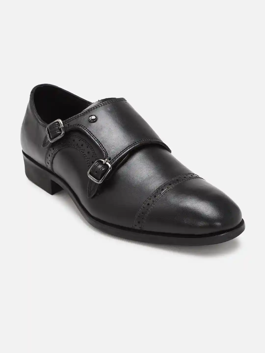 Buy Peter England Men Perforated Leather Formal Monk Shoes