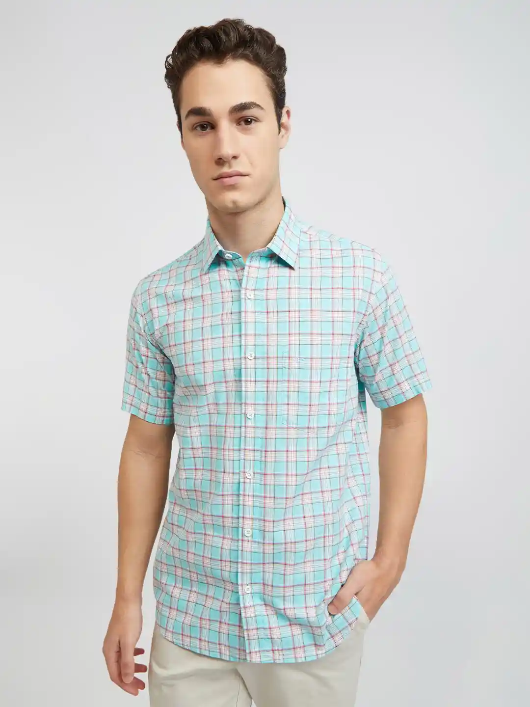 ColorPlus Tailored Fit Checked Pure Cotton Casual Shirt