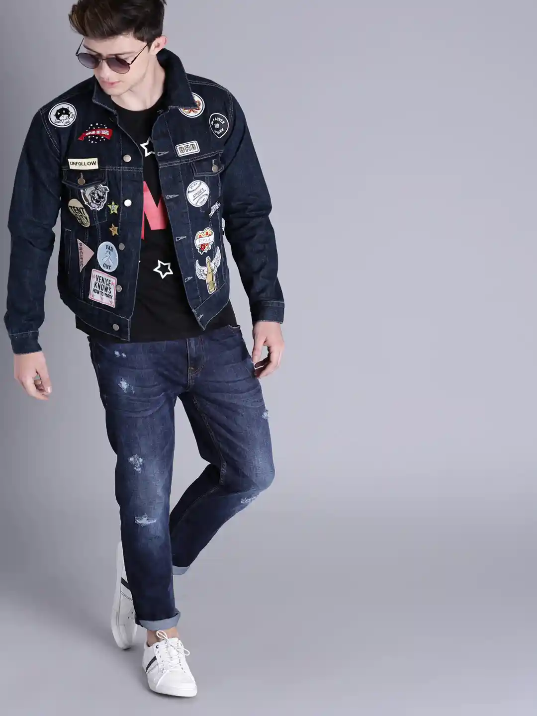 Leather Jacket With Cool Patches For Jean Jackets DSQUARED2
