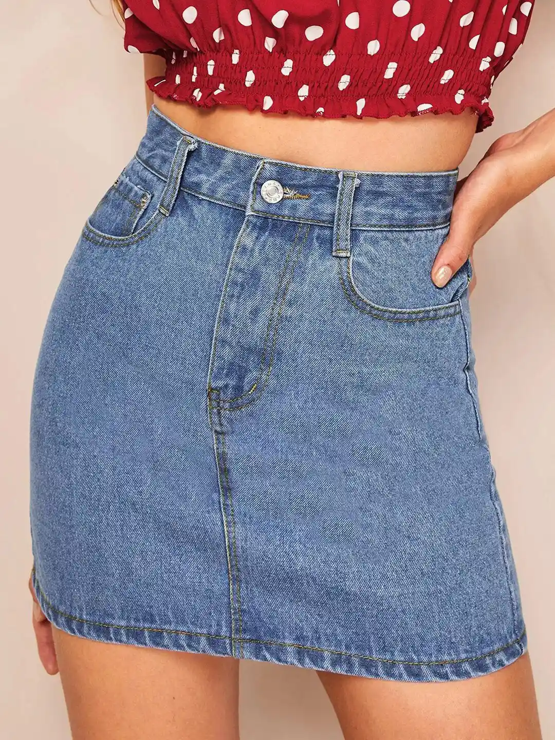 Buy Kotty Cotton Lycra Denim A-Line Mini Skirt Skirts for Women