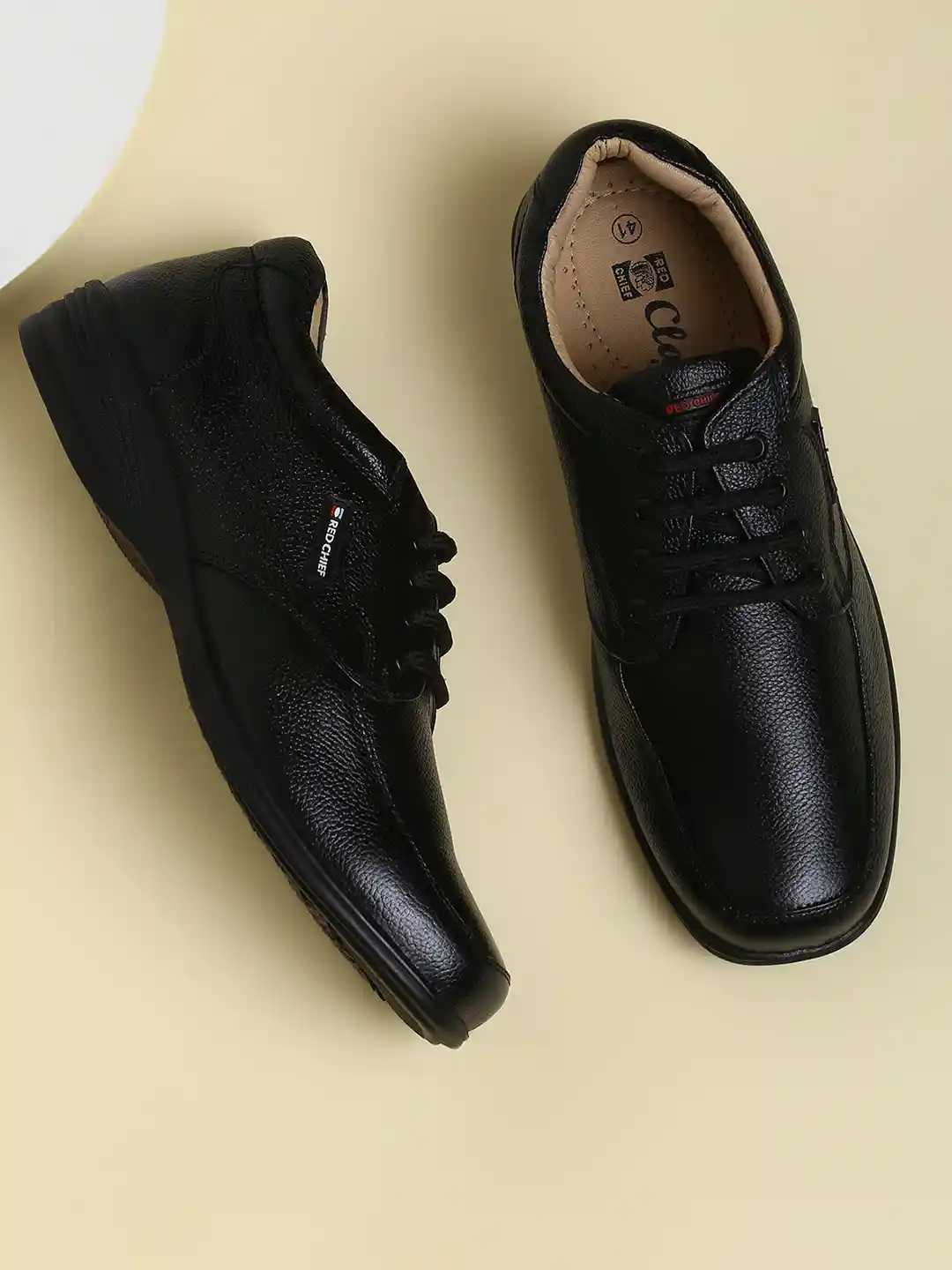 Red Chief Men Black Leather Casual Sneakers