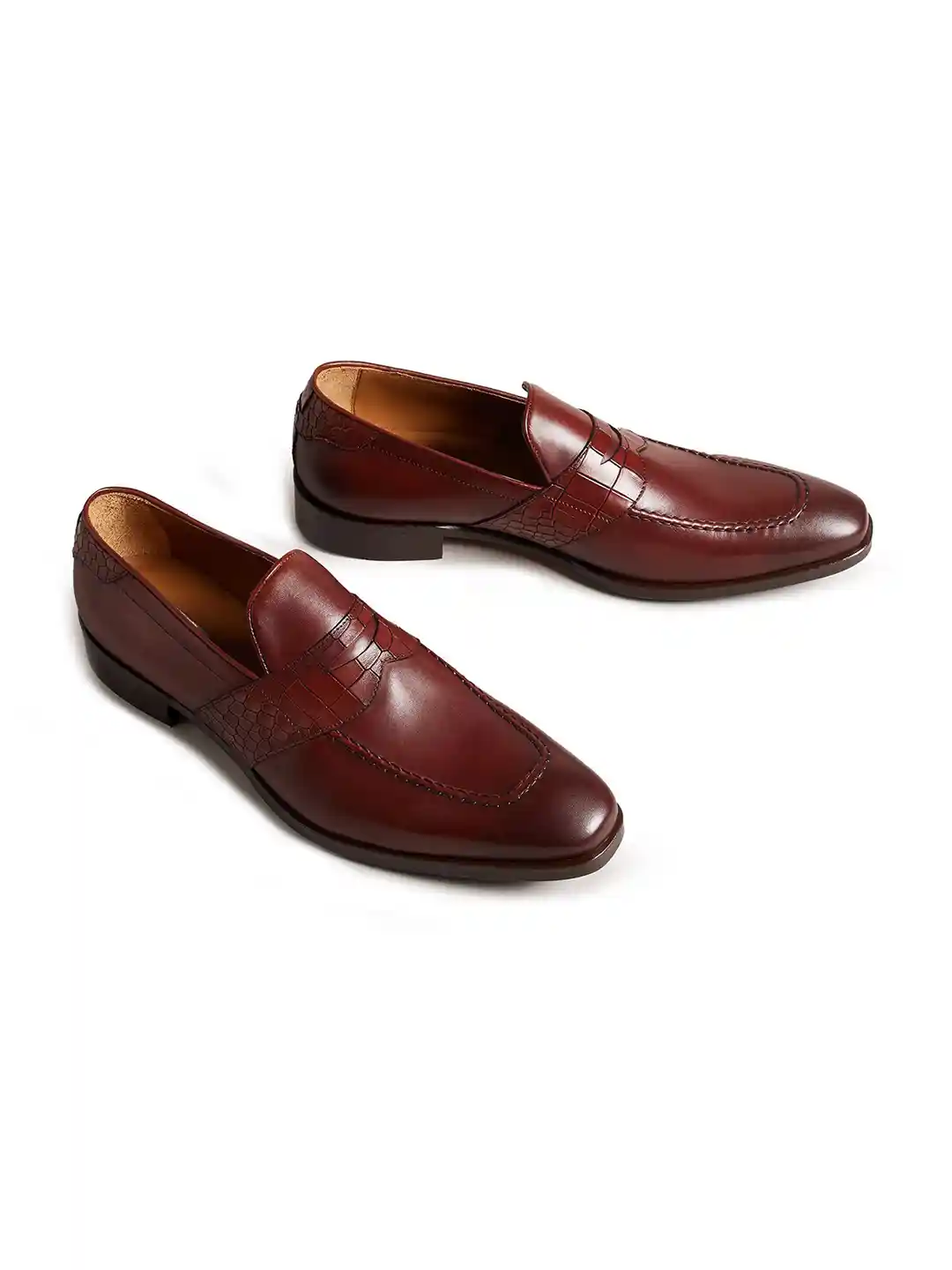 Buy Ted Baker Men Crocodile Effect Textured Comfort Insole Leather