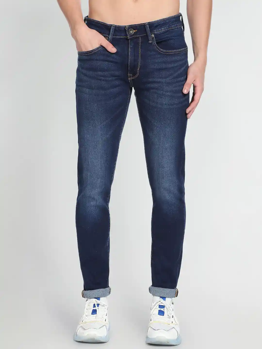 Buy Flying Machine Men Super Skinny Fit Low-Rise Light Fade Cotton