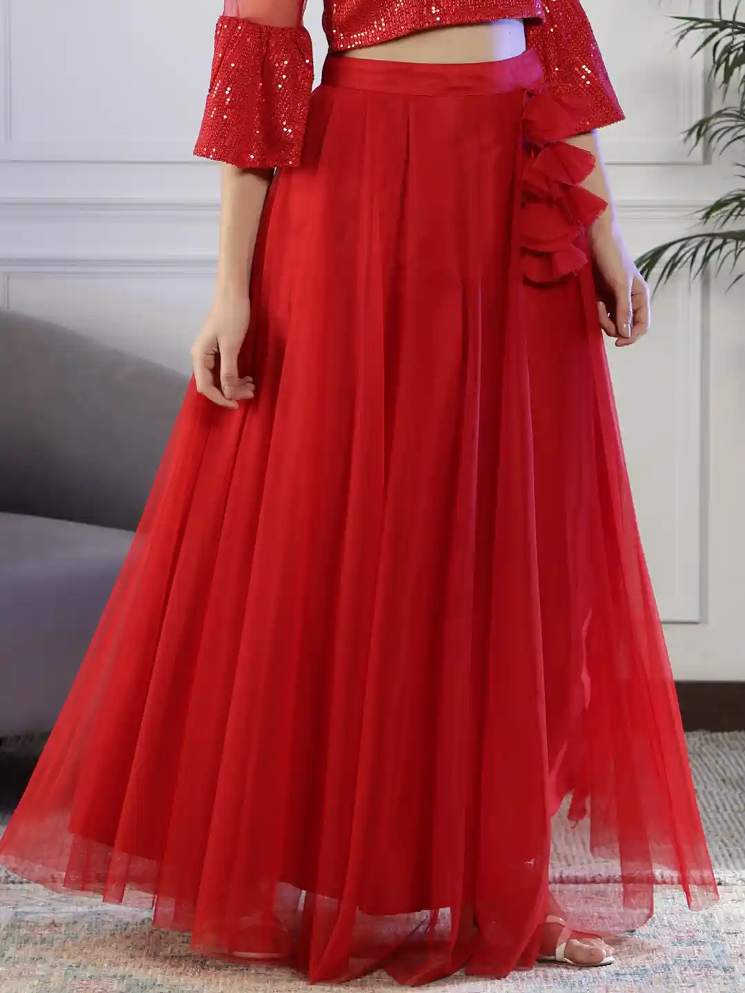 Red Net Long Skirt Buy NEUDIS Net Flared Maxi Skirt Skirts For