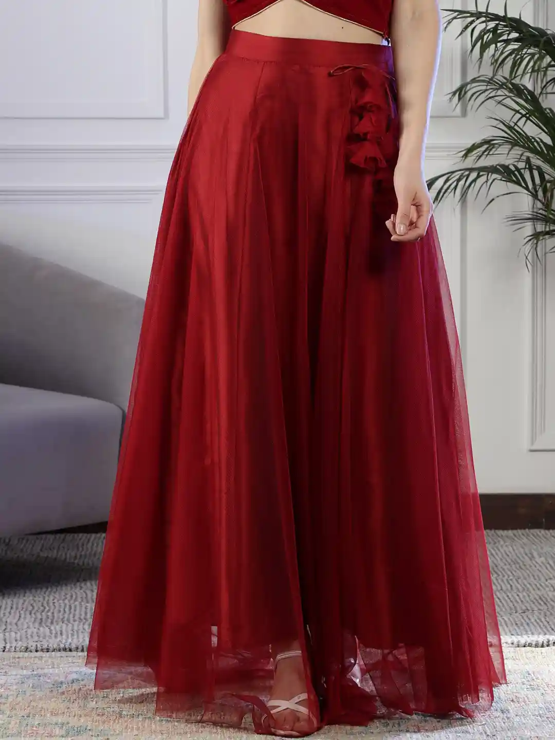 Buy NEUDIS Soft Net Flared Maxi Lehenga Skirt Skirts for Women