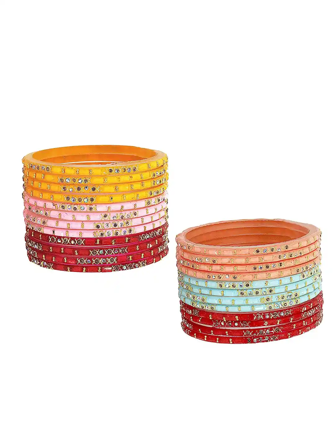 Buy NMII Set Of 24 Zircon & Pearls Studded Plastic Bangles