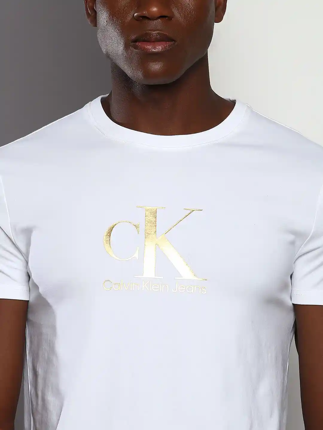 Buy Calvin Klein Jeans Brand Logo Printed Round Neck Slim Fit T
