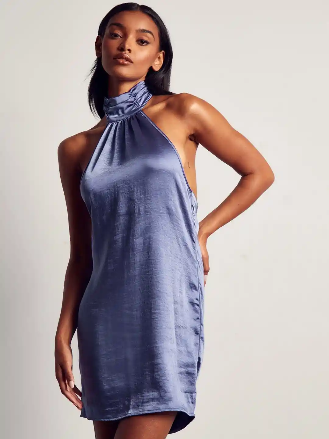 Buy MISSPAP Halter Neck Satin Backless Sheath Mini Dress - Dresses