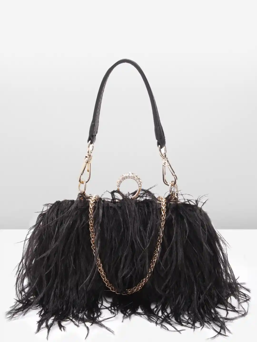 Clutch Bag Detachable Handbag Key Ring Strap Iridescent White