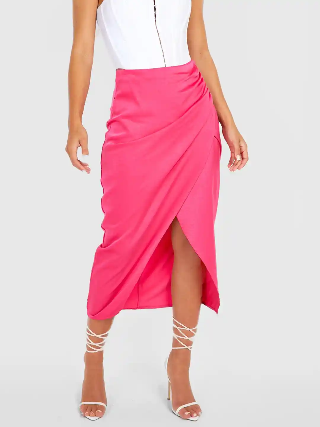 Buy Boohoo Pleated Wrap Midi Skirt Skirts for Women 22478590