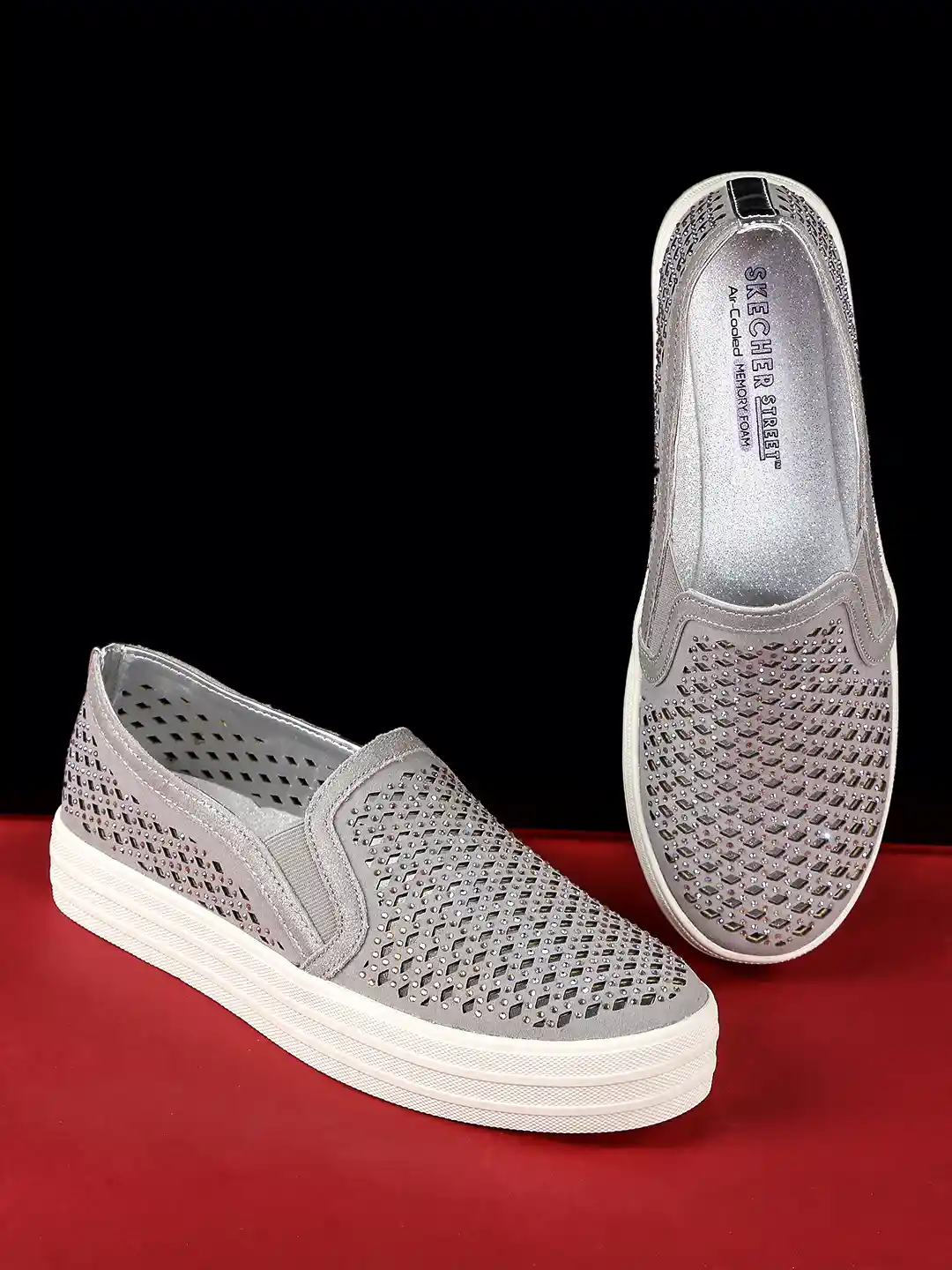 Buy Skechers Women Grey Embellished DOUBLE UP DIAMOND GIRL