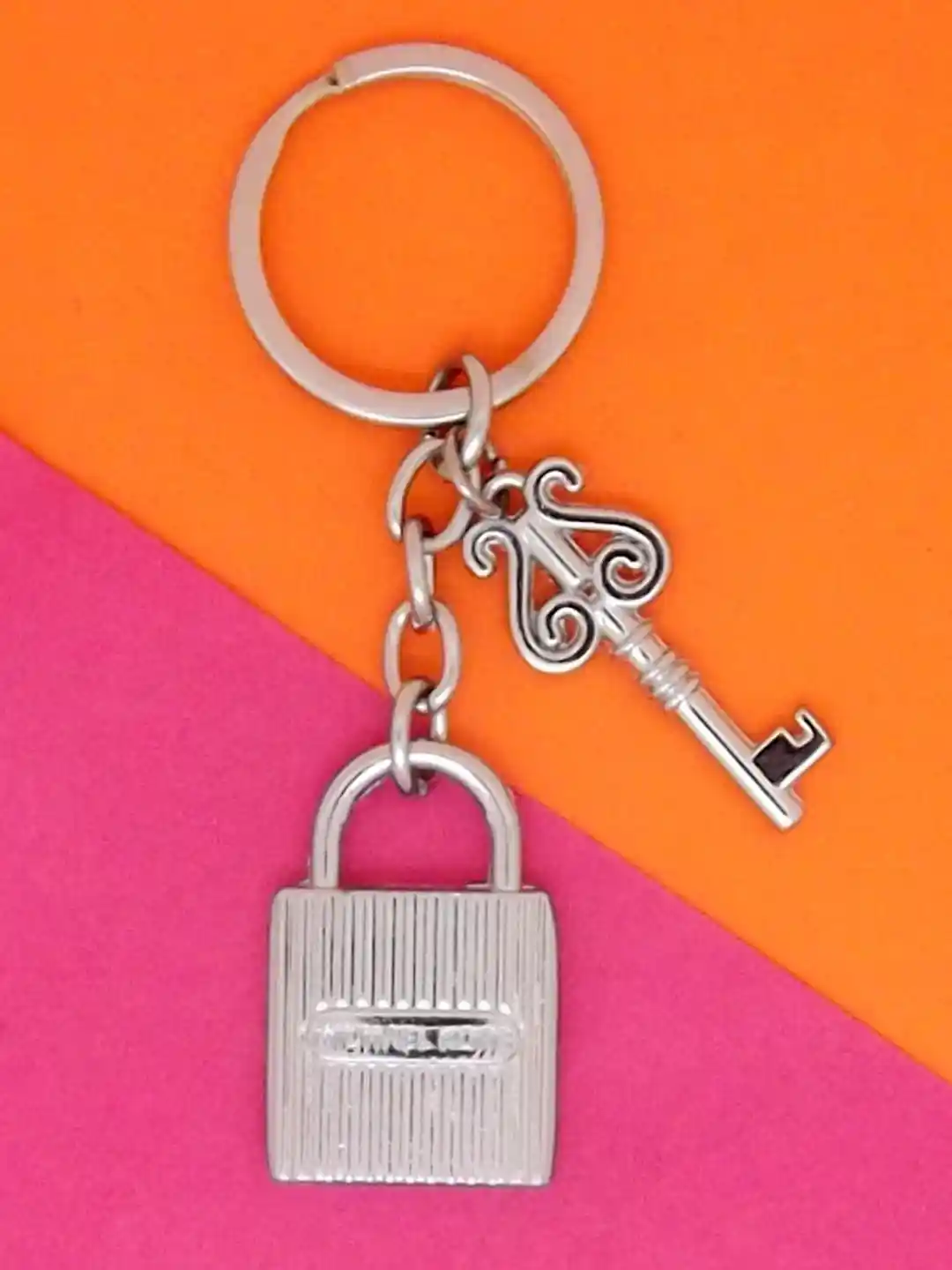Buy FEMMIBELLA Anti-Scratch Rustproof Silver Lock N Key Keychain