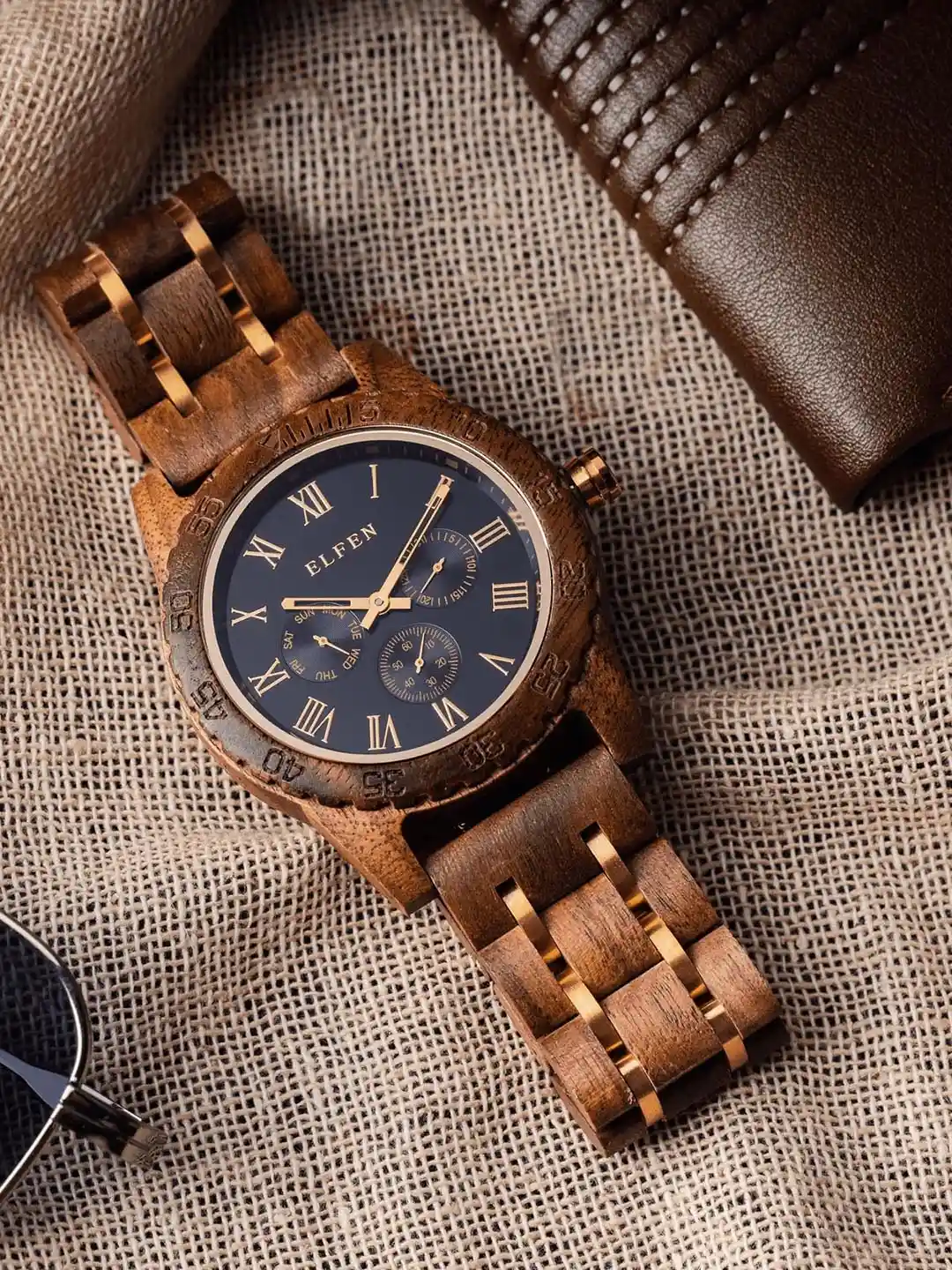 Buy Elfen Watches Men Dial Wood Embellished Straps Analogue