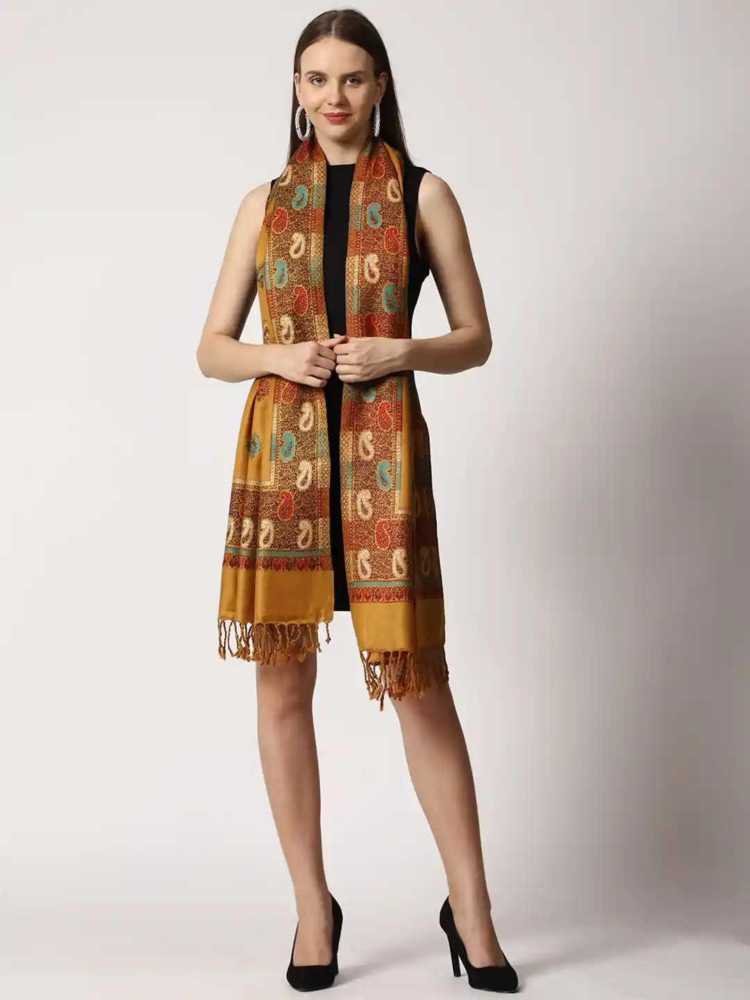 Buy SWI Stylish Women Floral Woven Design Woolen Stole - Stoles