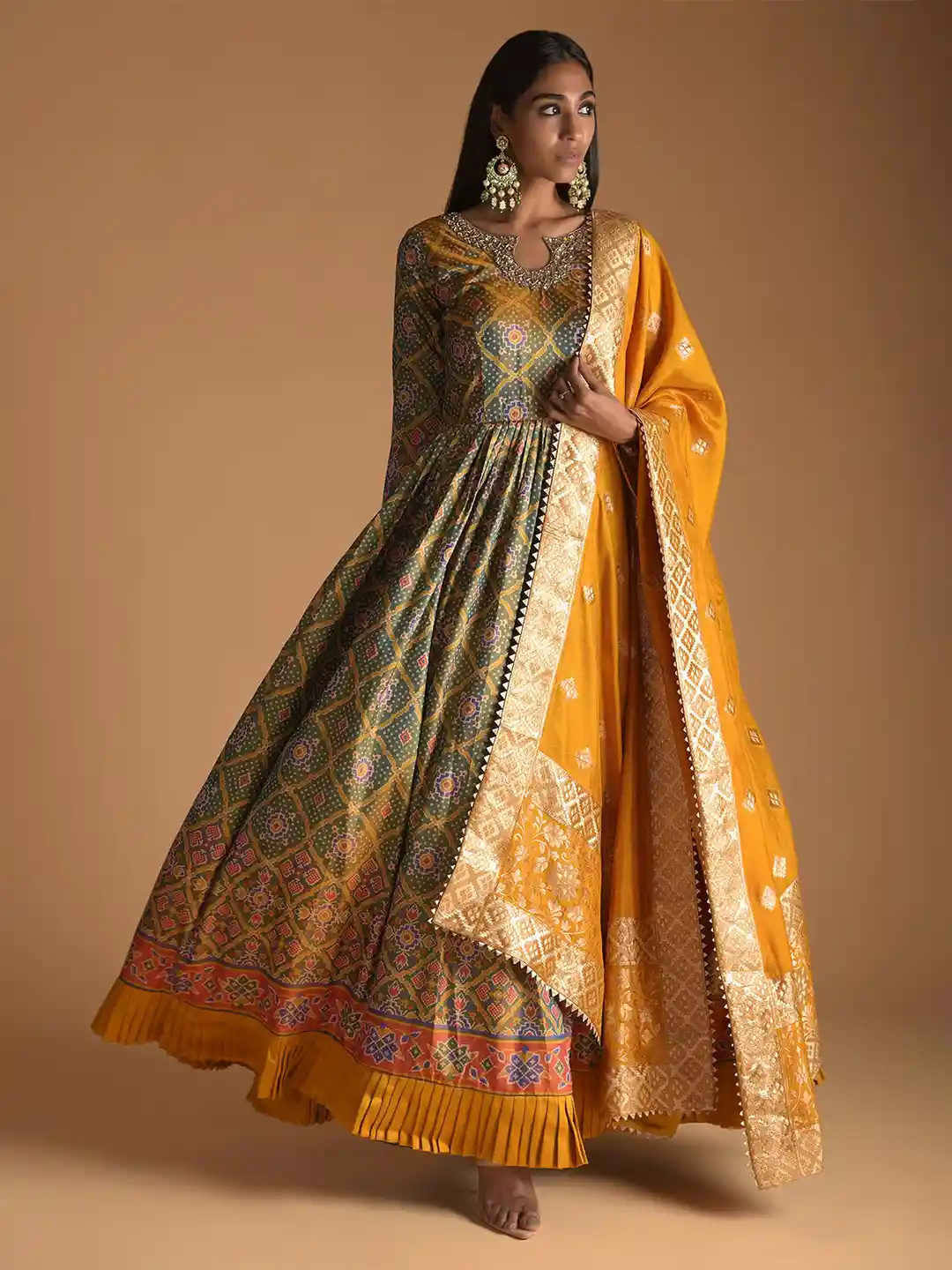 Mind Trick Blue Gold Dresses Long Dual-fabric Teli Dress For Women