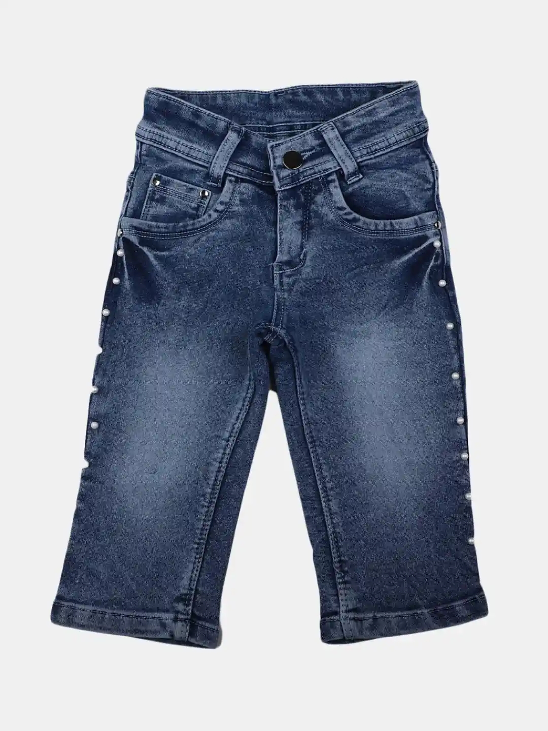 Buy V-Mart Girls Washed Knee Length Mid Rise Denim Shorts Shorts