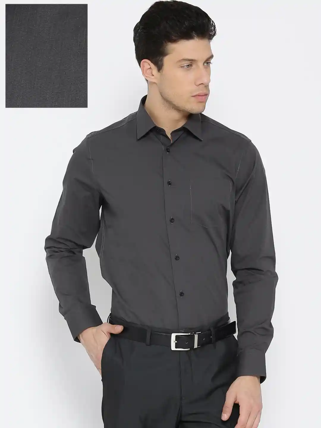 Buy Blackberrys Men Dark Grey Slim Fit Solid Formal Shirt Shirts