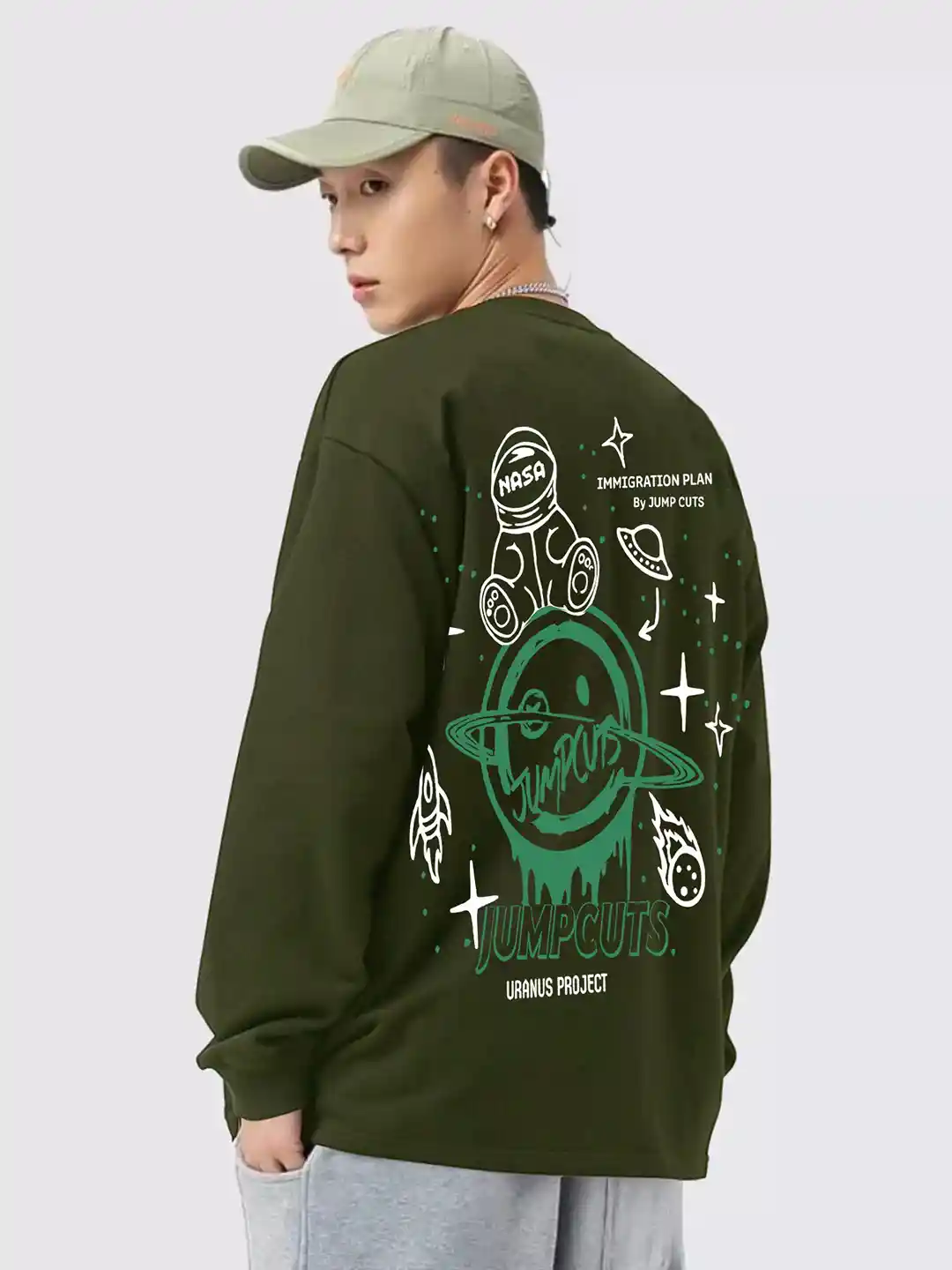 Buy JUMPCUTS Graphic Printed Drop Shoulder Long Sleeve