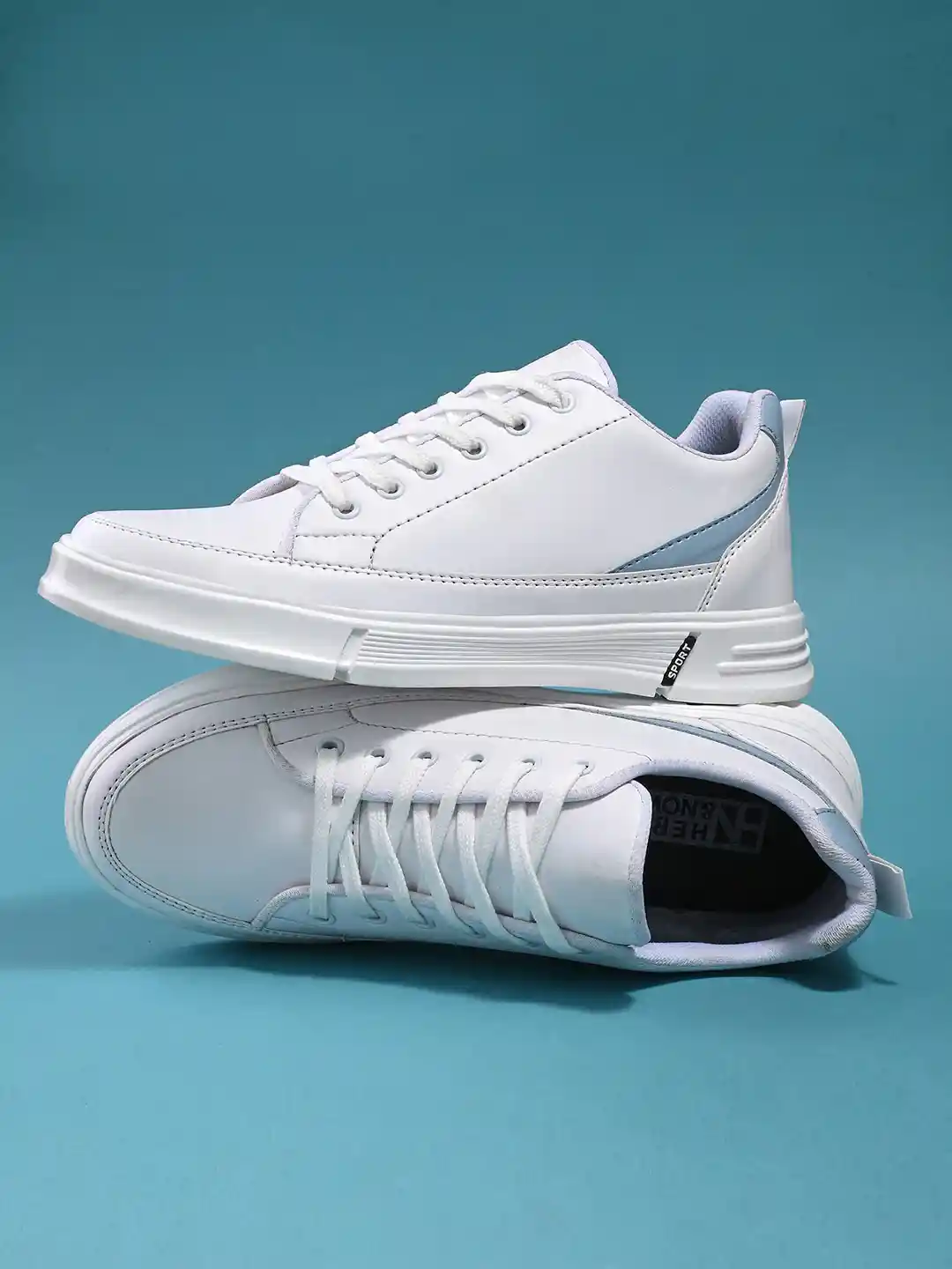 HERE&NOW Men White Blue Comfort Insole Basics Sneakers