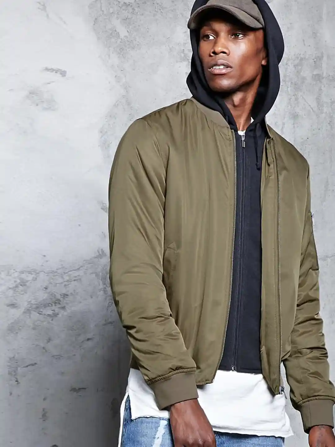 Casual Jacket Forever 21 Olive Bomber Jackets Online Cheap Prelved - Main Image