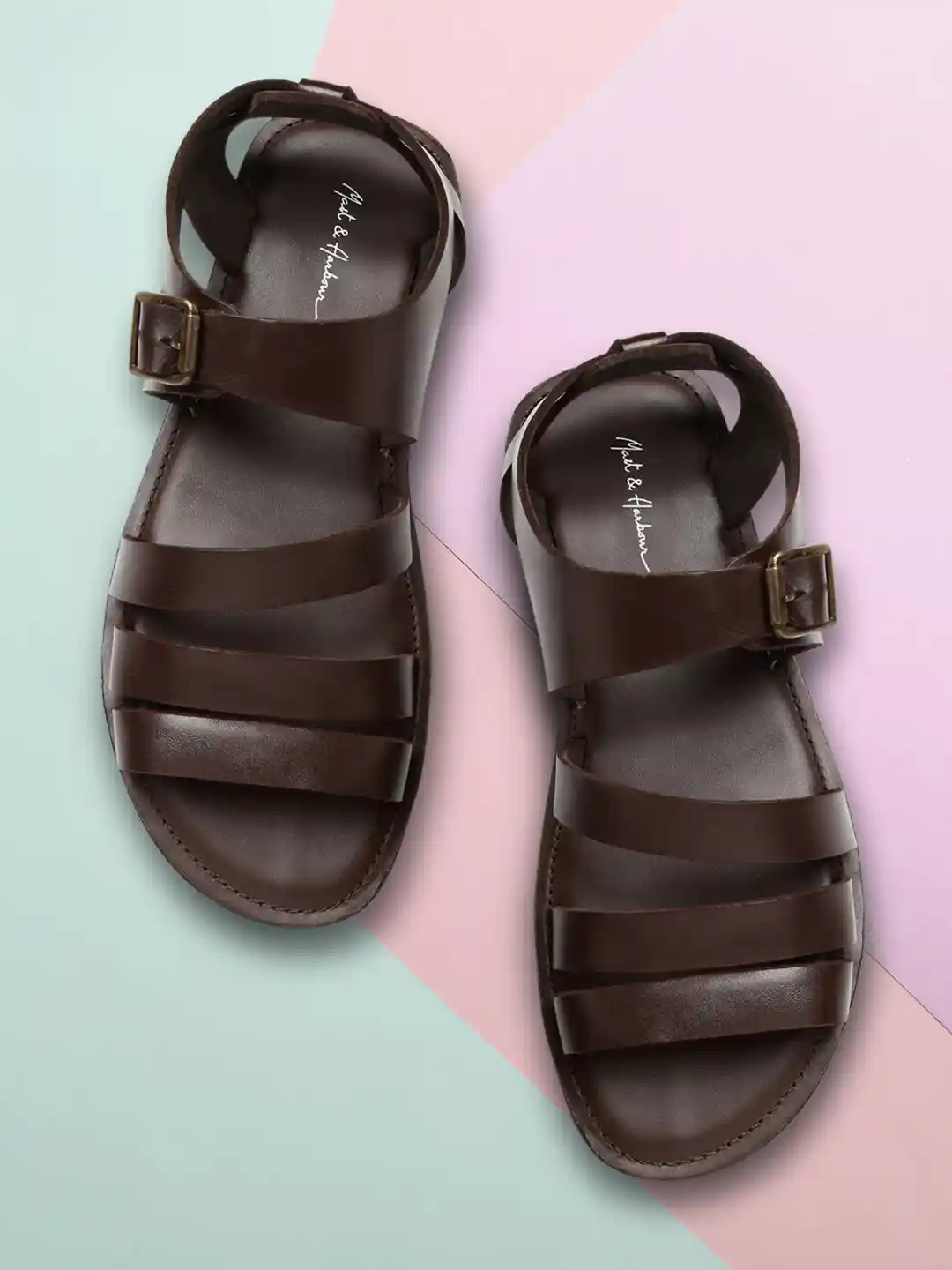 Buy Mast Harbour Men Leather Brown Comfort Sandals Sandals for