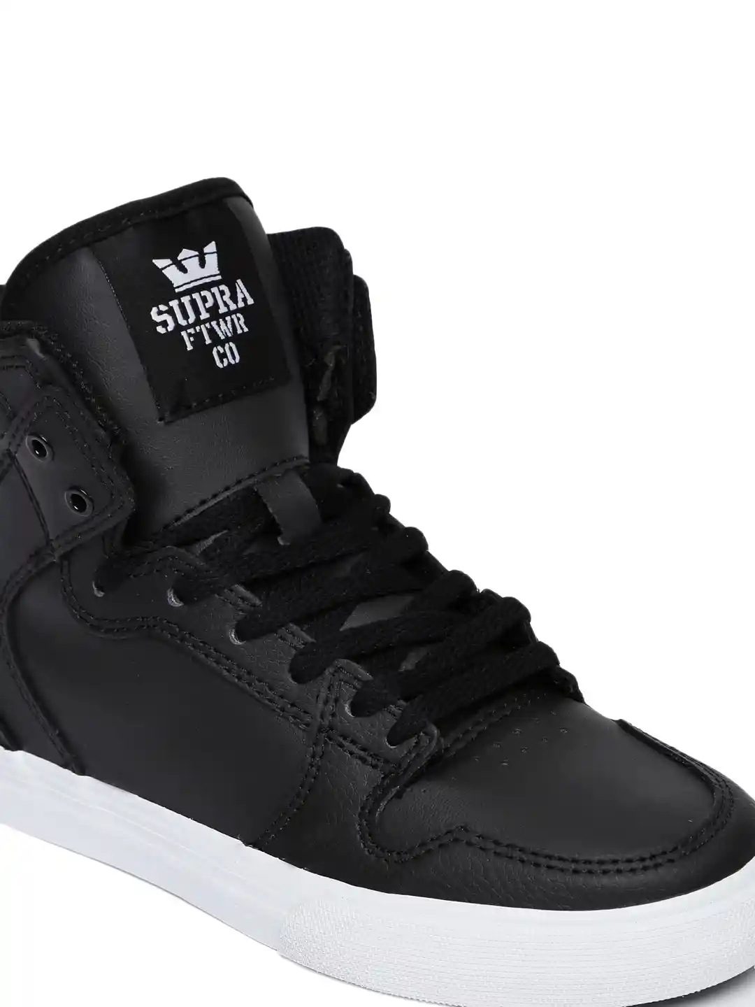 Buy Supra Unisex Black Solid Leather Mid-Top VAIDER Skate Shoes