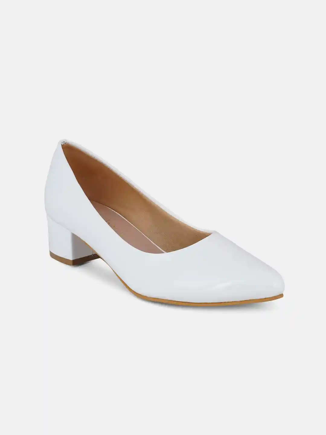 Buy DressBerry White Pointed Toe Block Heel Pumps Heels for