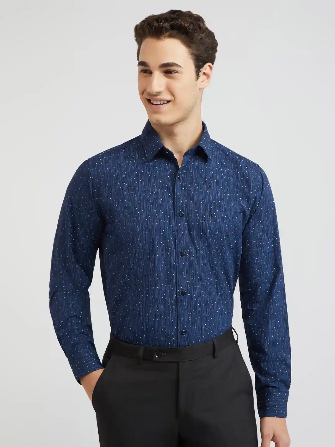 Buy Raymond Men Slim Fit Micro Ditsy Printed Pure Cotton Casual