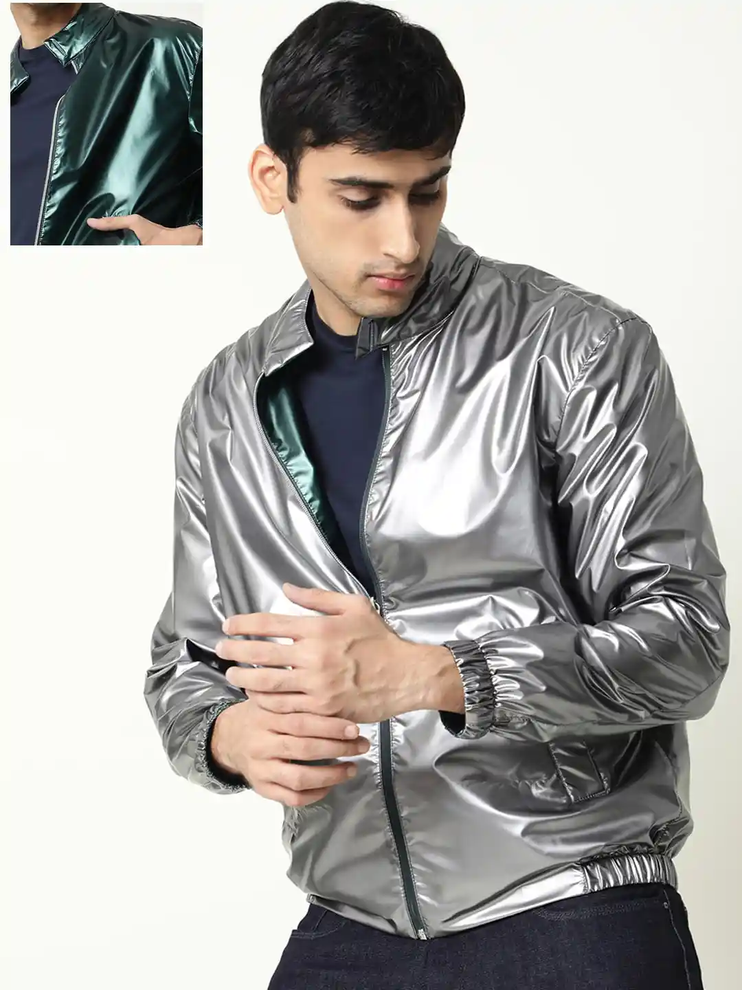 Buy RARE RABBIT Men Adam Tailored Fit Mock Collar Reversible