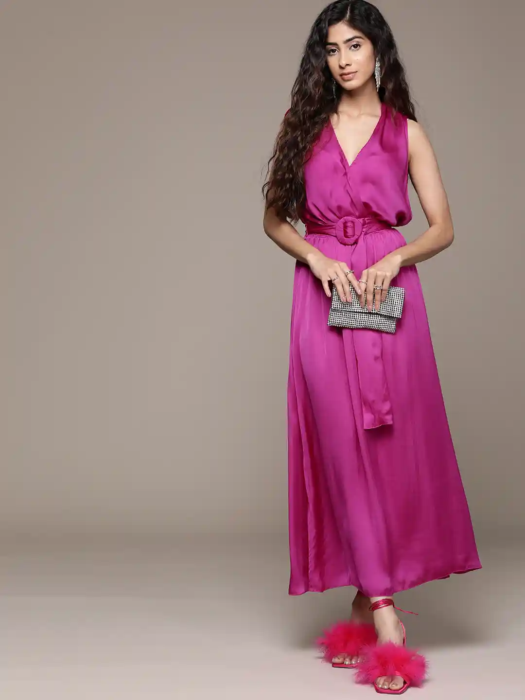 Buy MANGO Satin Maxi Dress With Belt Dresses for Women 22671452