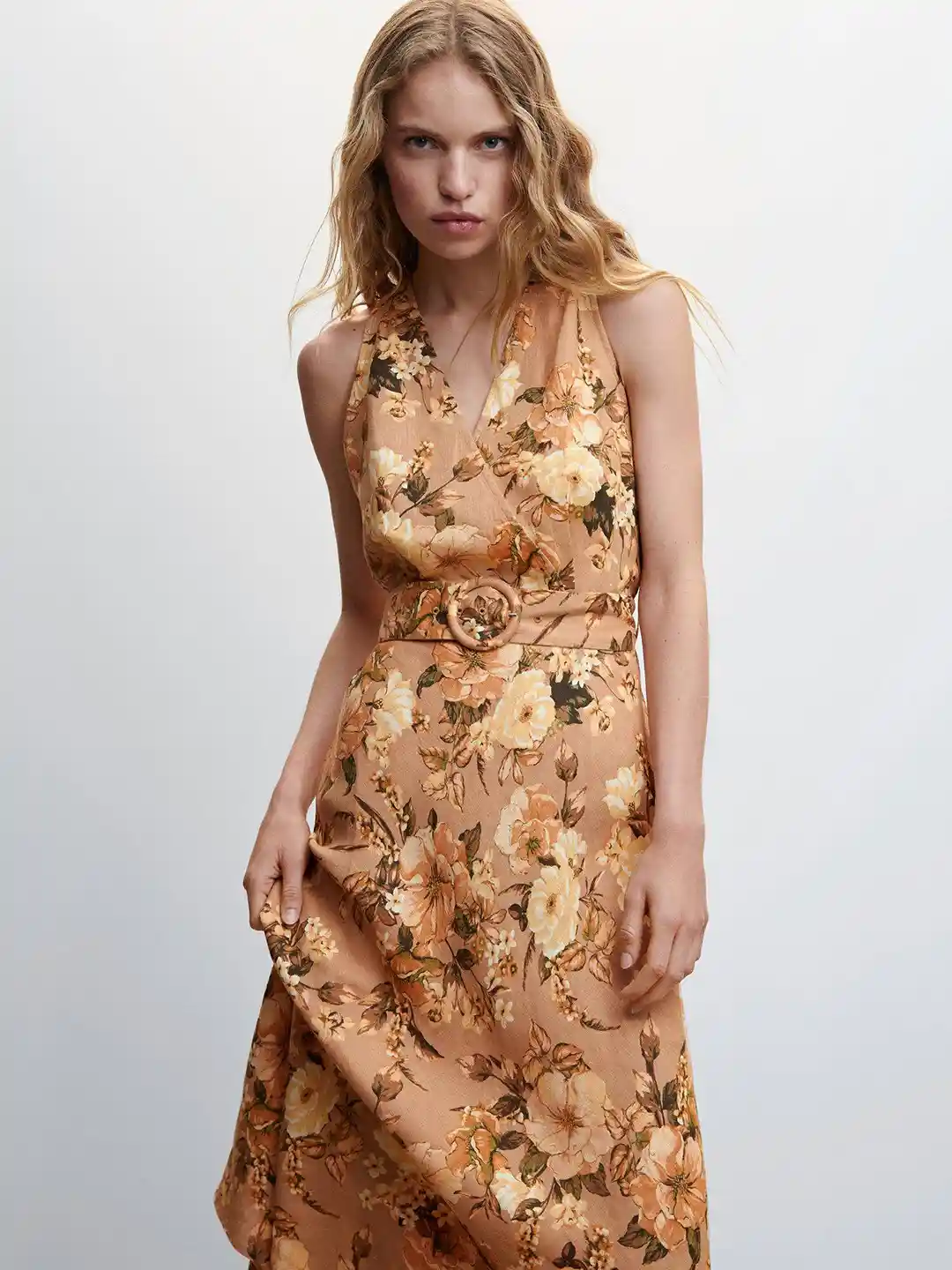 Womens Dresses Mango Belt Floral Dress Mango Womens Belt Floral