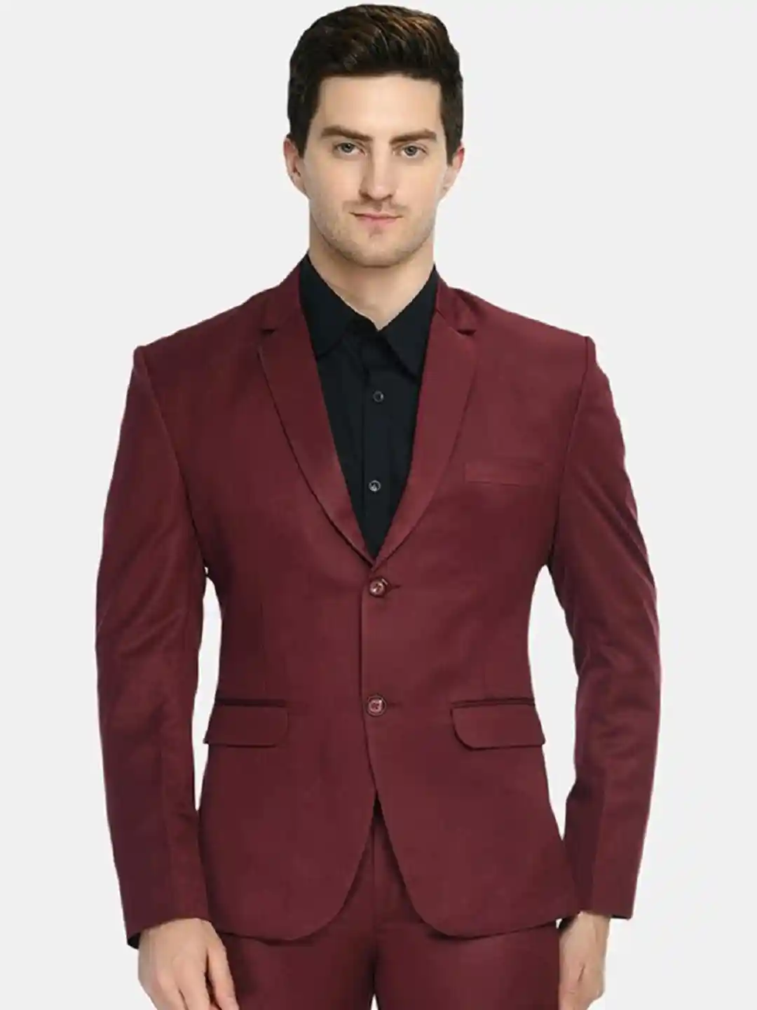 Buy TrulyFeb Men Single-Breasted Notched Lapel Slim-Fit Cotton