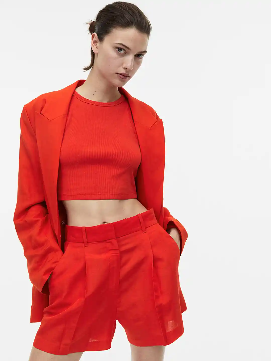 Buy H&M Women Linen-Blend Bermuda Shorts Shorts for Women