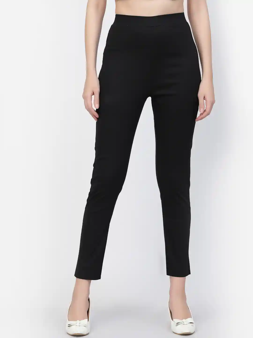 Buy Vastraa Fusion Women Black Skinny Fit Smart Cigarette Trousers