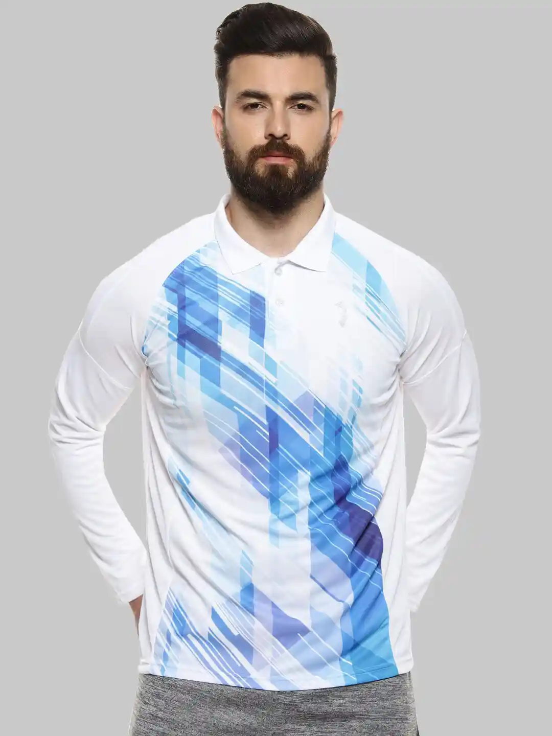 Campus Sutra Long Raglan Sleeves Polo Collar Sports T-shirt