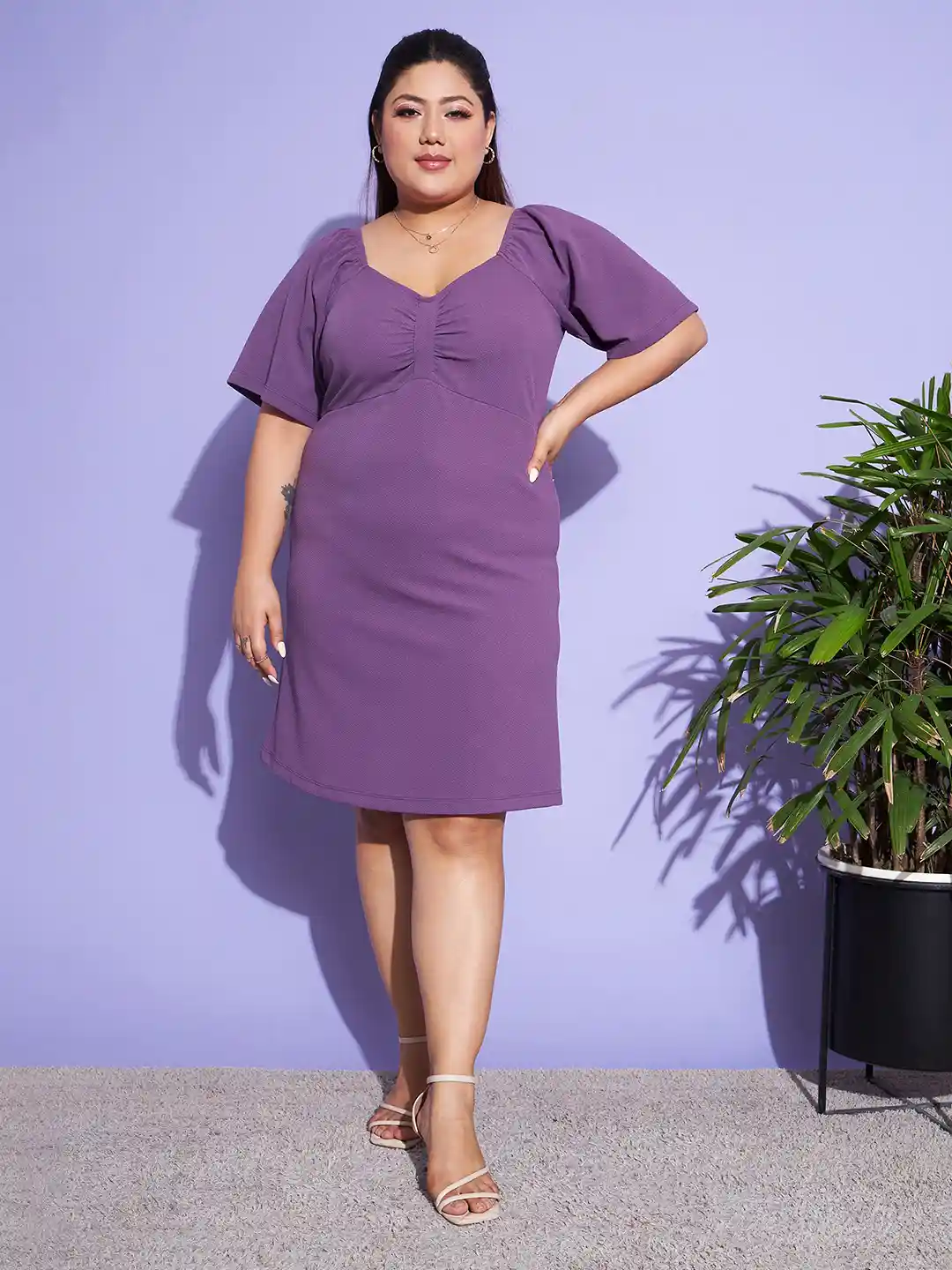 Buy SASSAFRAS Curve Women Plus Size Purple Sheath Dress Dresses