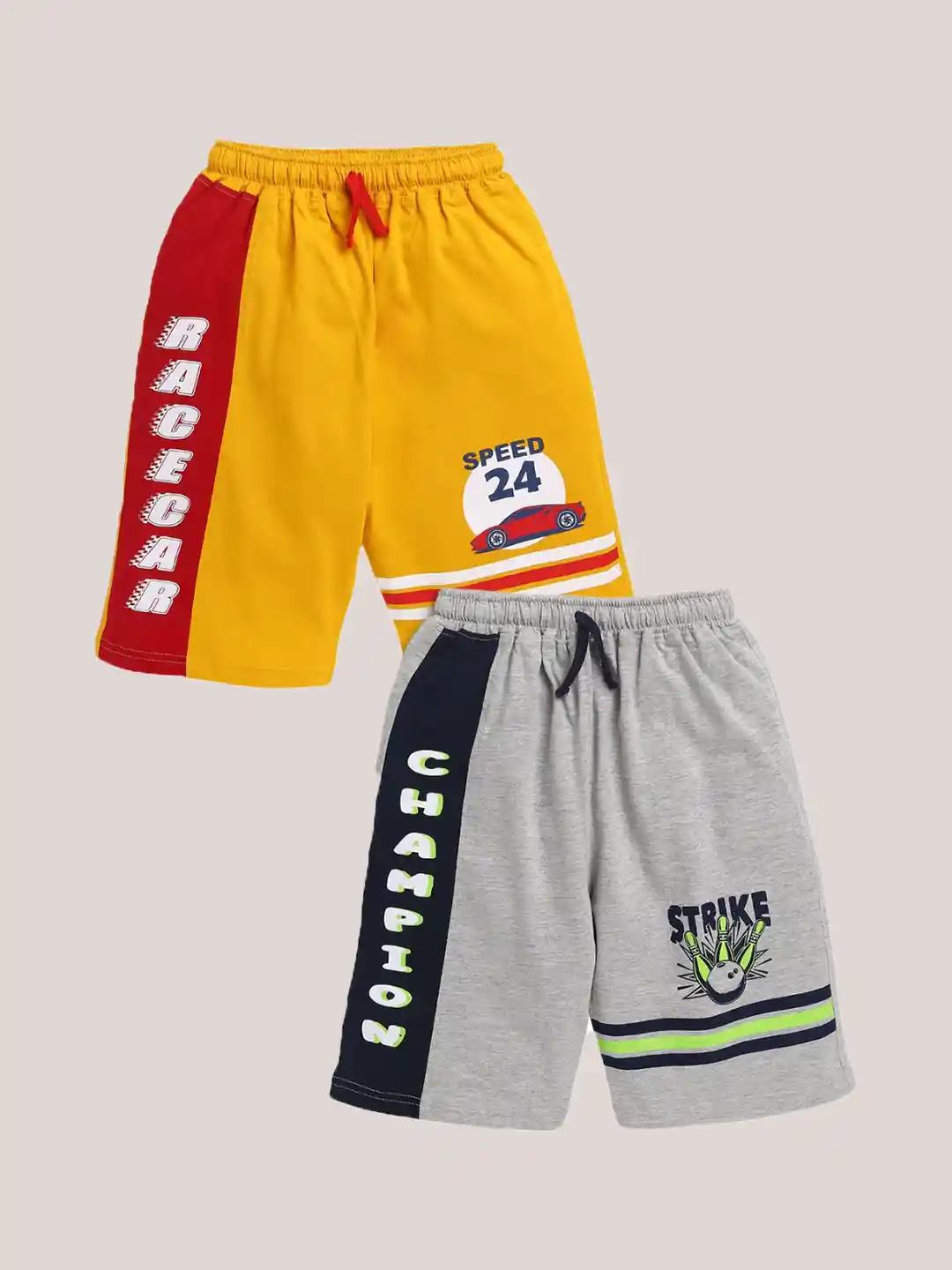 Buy YK Boys Pack Of Typography Printed Knee Length Pure Cotton