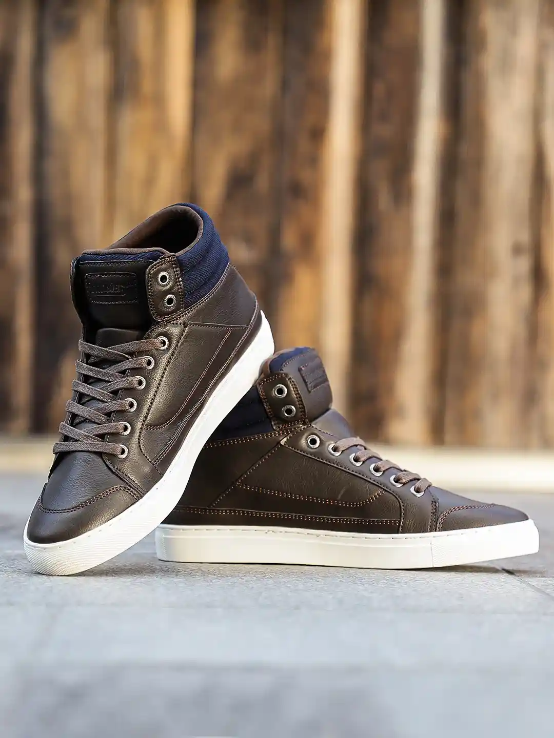 Brown Men\u0026#039;s High Top Casual Shoes Buy Roadster Men Brown Colourblocked  Synthetic High-Top Sneakers