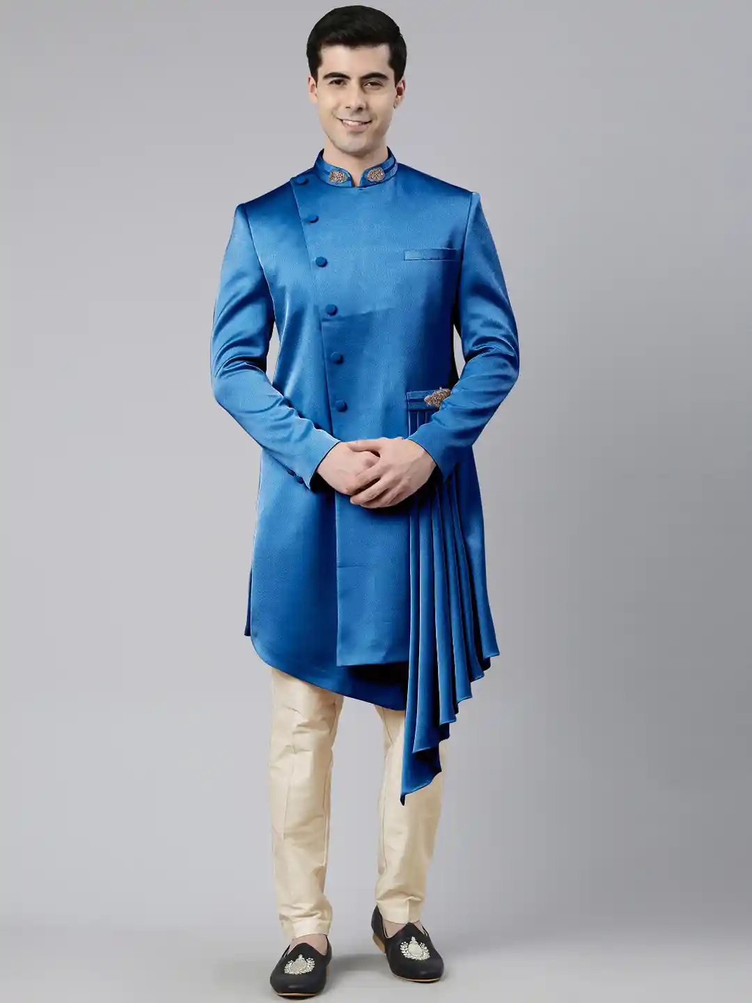 Buy Men Draped Indo Western Sherwani Set Sherwani - Main Image
