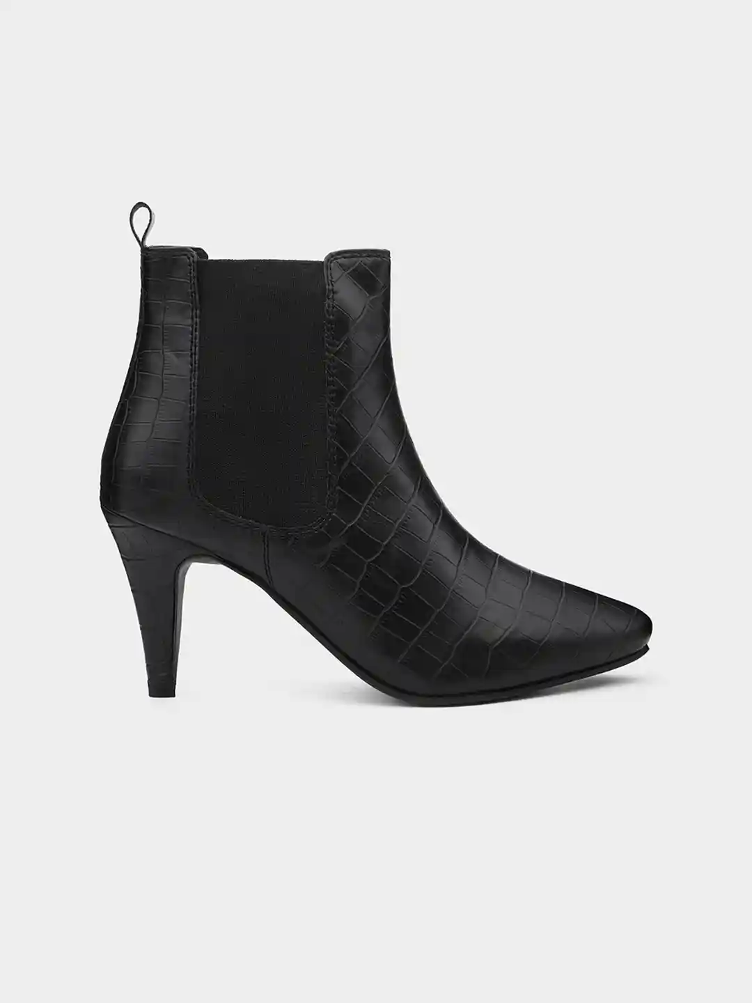 Buy ADORLY Pointed Toe Textured Mid Top Kitten Heel Regular Boots