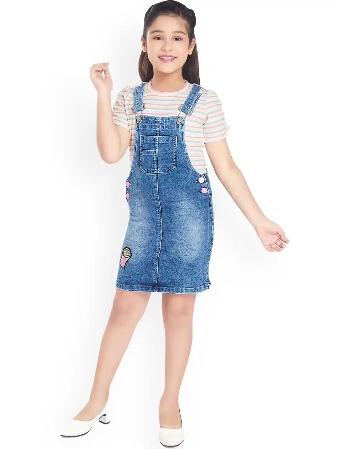 Buy Peppermint Girls Knee Length Denim Dungaree Dress Dungarees