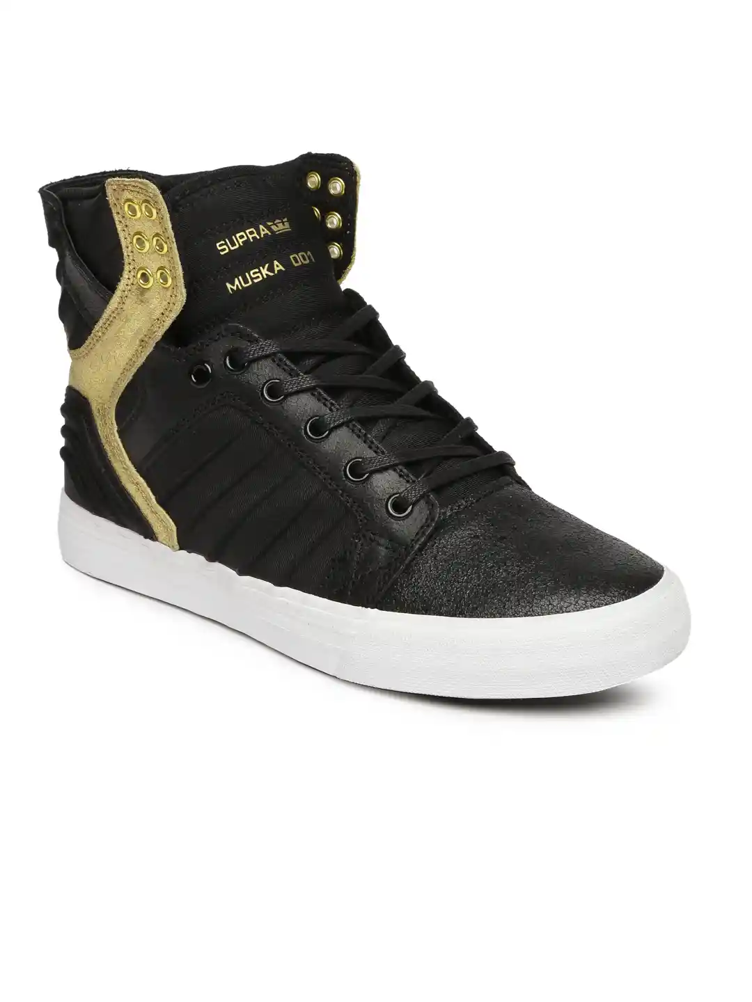 Supra Men Black Colourblocked Leather SKYTOP EVO High-Top Sneakers